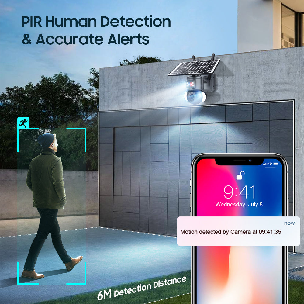 SHIWOJIA 3MP Solar Camera 4G SIM / WIFI Security Outdoor Dual Lens Recording Humanoid Tracking Camera+Floodlight+Alarm Solar Battery PTZ Camera
