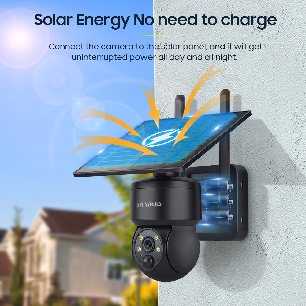 SHIWOJIA 4G SIM / WIFI Solar Security Cameras WIFI Wireless Outdoor 3MP View Animal Monitoring MiNi Solar Battery PTZ Camera Built-in Battery