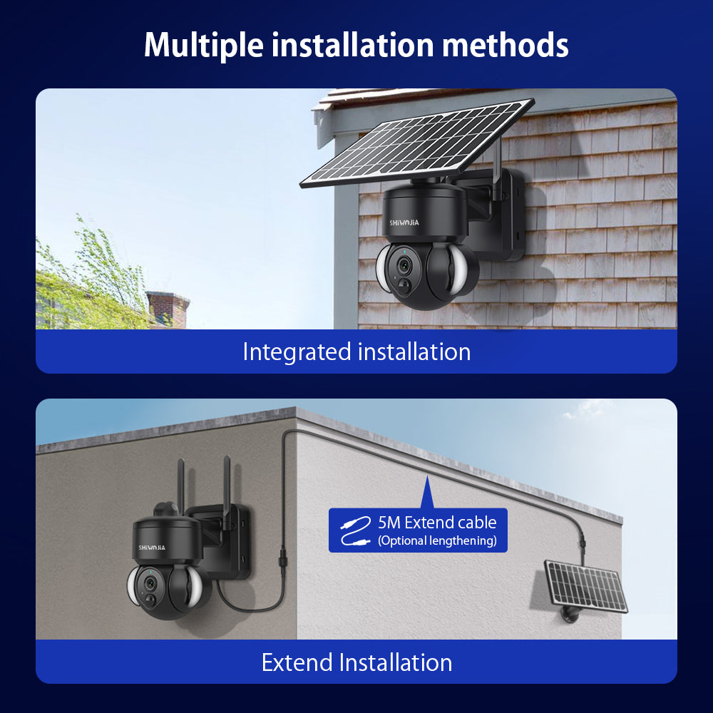 SHIWOJIA 3MP Solar Camera 4G SIM / WIFI Security Outdoor Recording Humanoid Tracking Floodlight Solar Battery PTZ Camera