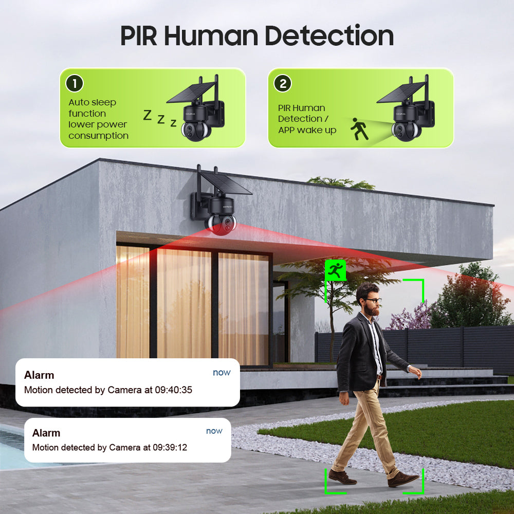 SHIWOJIA Outdoor Camera 4G SIM /WIFI Solar Powered 7800mAh Battery with 5W Solar Panels 3MP Color Night Vision Wireless Garden CCTV.Built-in Battery