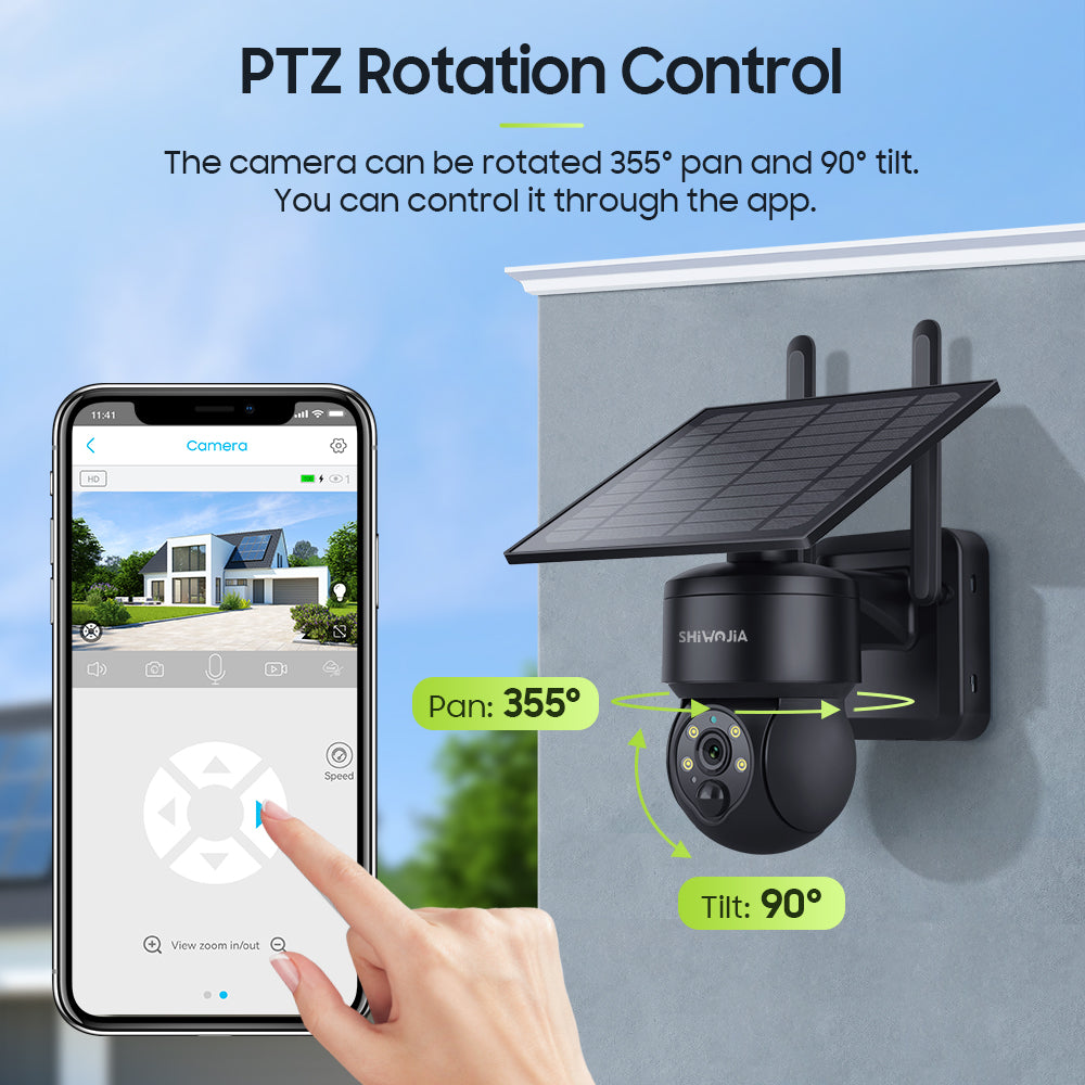 SHIWOJIA 4G SIM / WIFI Solar Security Cameras WIFI Wireless Outdoor 3MP View Animal Monitoring MiNi Solar Battery PTZ Camera Built-in Battery
