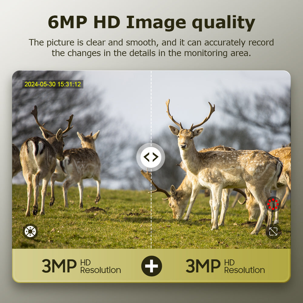 SHIWOJIA 6MP Solar Camera 4G SIM / WIFI Security Outdoor Camouflage Color Dual Lens Solar Battery PTZ Camera