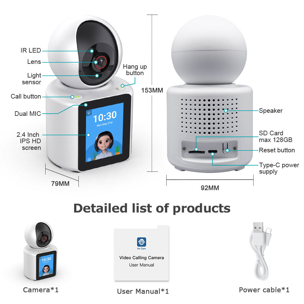 SHIWOJIA One Key Video Call / Hang Up Smart Camera 2MP HD Image Motion Tracking And Alarm