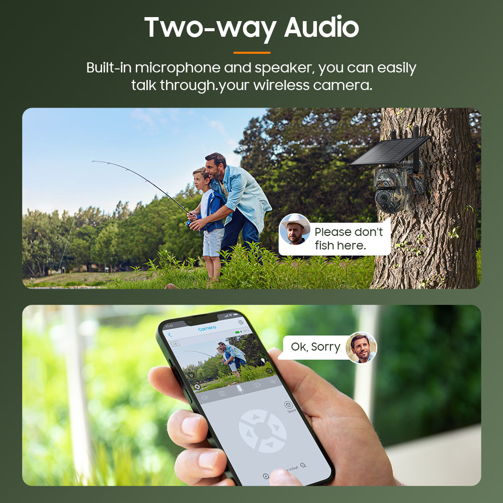 SHIWOJIA 3MP Camouflage Color Solar Battery PTZ Camera Outdoor Wifi Surveillance Effective Distance 15M Built In 7800mAh Battery