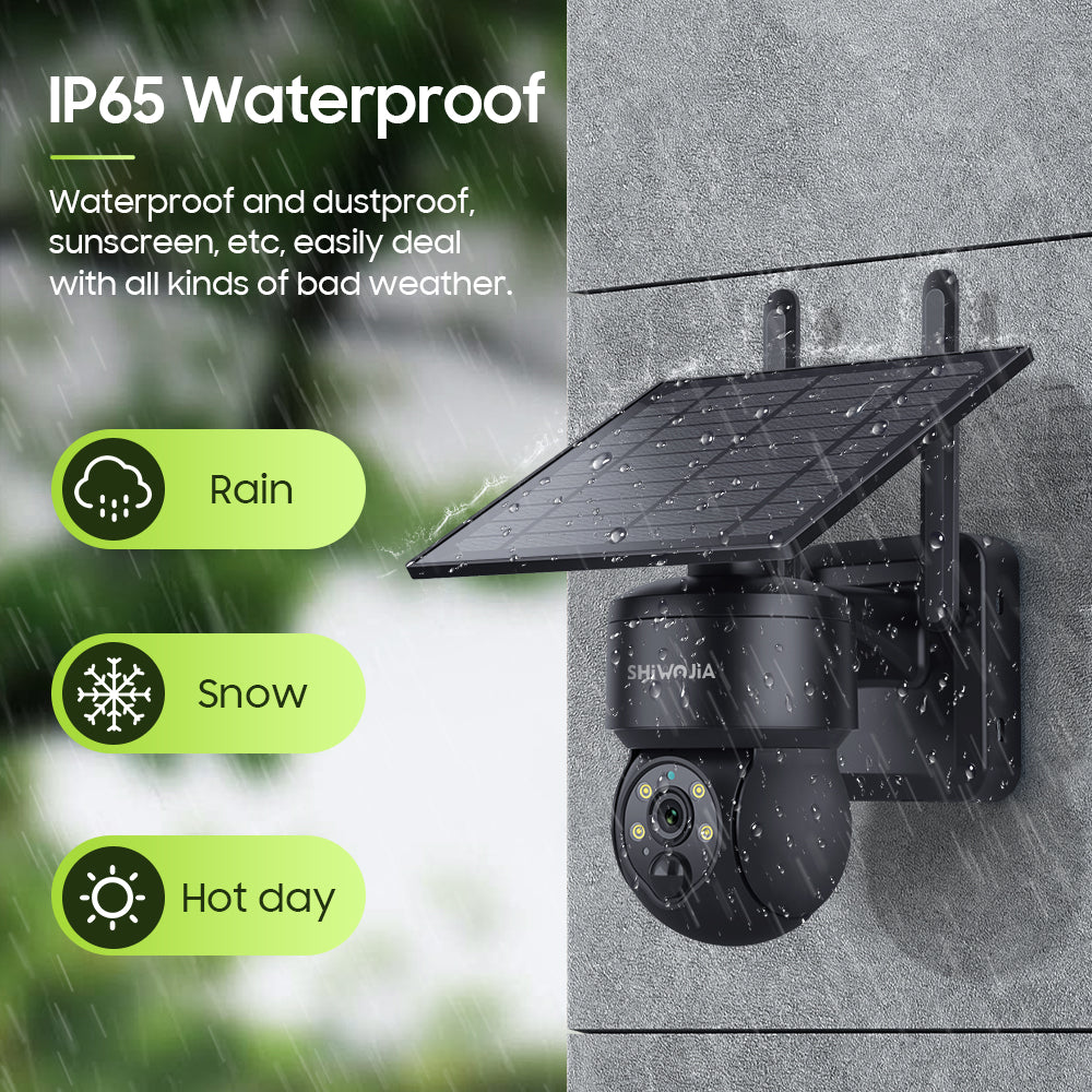 SHIWOJIA 4G SIM / WIFI Solar Security Cameras WIFI Wireless Outdoor 3MP View Animal Monitoring MiNi Solar Battery PTZ Camera Built-in Battery