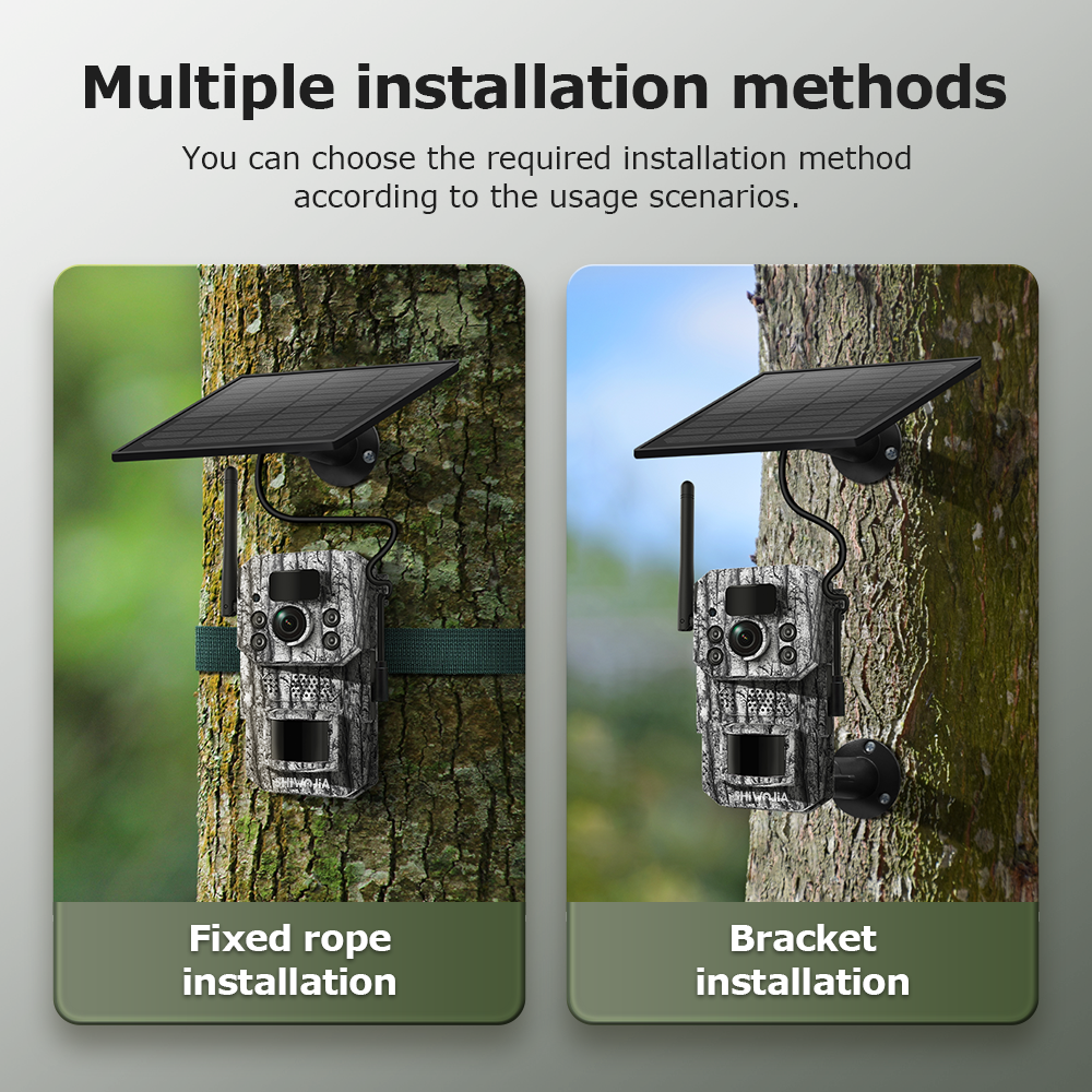 SHIWOJIA New 3MP 3K Camouflage Hunting 4G Tracking Wild Trail Outdoor IP Network Solar Battery Mini Hunting Cameras