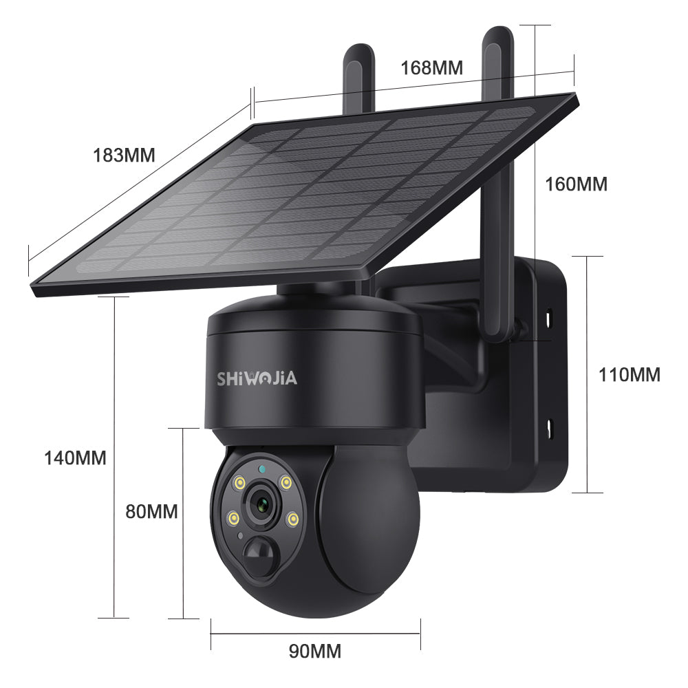 SHIWOJIA 4G SIM / WIFI Solar Security Cameras WIFI Wireless Outdoor 3MP View Animal Monitoring MiNi Solar Battery PTZ Camera Built-in Battery