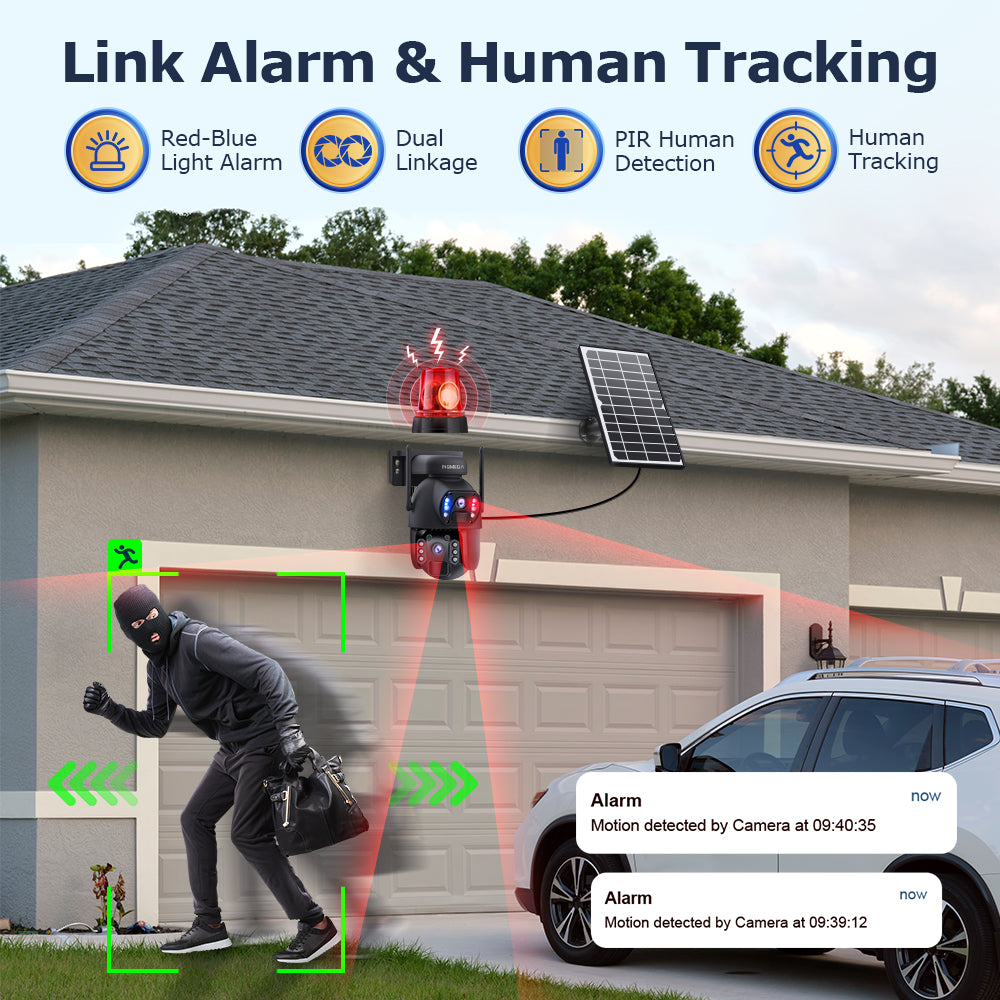 SHIWOJIA 6MP Dual PIR Dual Lens IP67 Metal Solar Battery PTZ 4G Solar Camera Outdoor Surveillance Camera Night Vision
