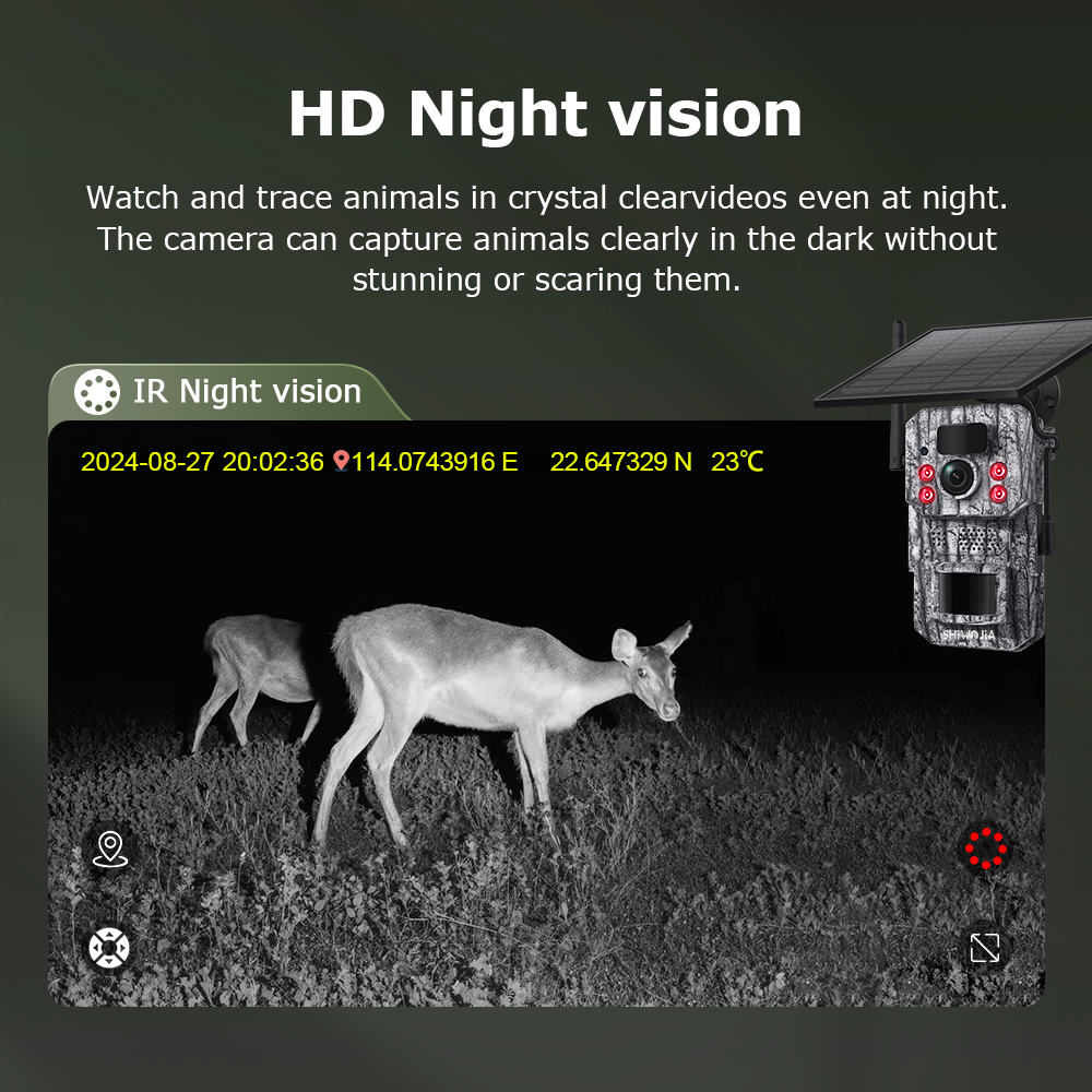 SHIWOJIA New 3MP 3K Camouflage Hunting 4G Tracking Wild Trail Outdoor IP Network Solar Battery Mini Hunting Cameras