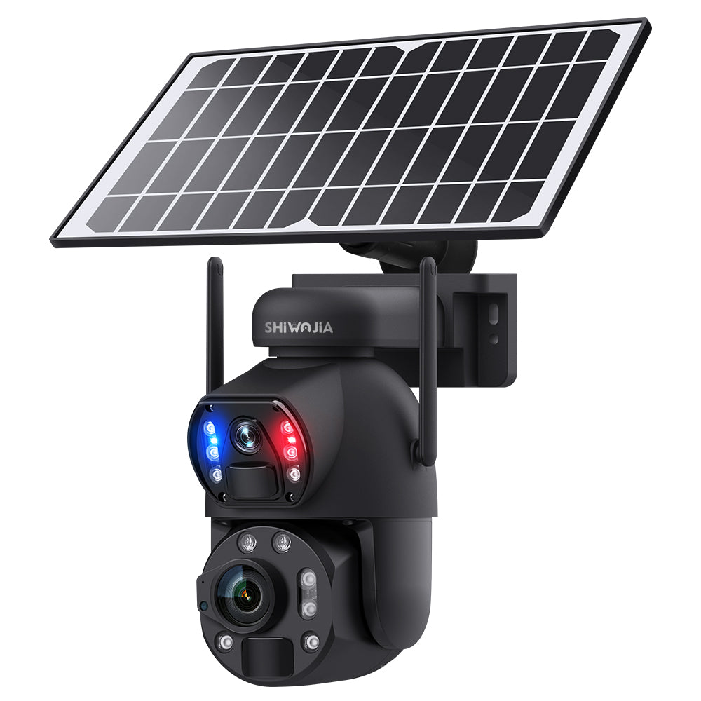 SHIWOJIA Solar Camera 4G SIM / WIFI 6MP Big 36X Zoom Dual Lens Recording Humanoid Tracking Outdoor Camera Metal Waterproof,Built-in Battery