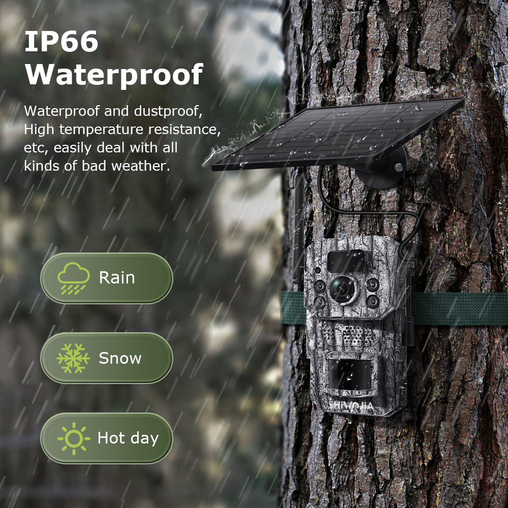 SHIWOJIA New 3MP 3K Camouflage Hunting 4G Tracking Wild Trail Outdoor IP Network Solar Battery Mini Hunting Cameras