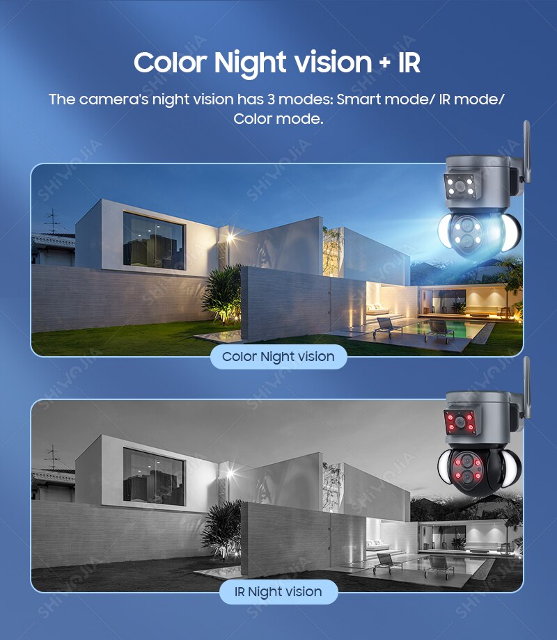 WIFI IP Camera 4MP 10X Zoom Security Protection Outdoor Surveillance Cameras AI Auto Tracking Floodlight Camera