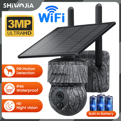 SHIWOJIA 517C Solar Cellular Trail Camera,4G SIM /WIFI Hunting Camera,360° PTZ,Live 3PM Video,IR Infrared,Game Cameras with Motion Activated Waterproof.Built-in Battery