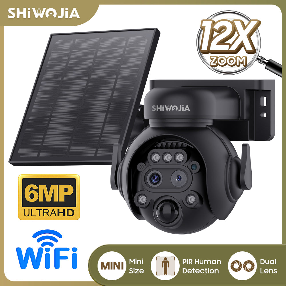SHIWOJIA 515 6MP Solar Powered Security Camera Night Vision Motion Detection Outdoor Surveillance