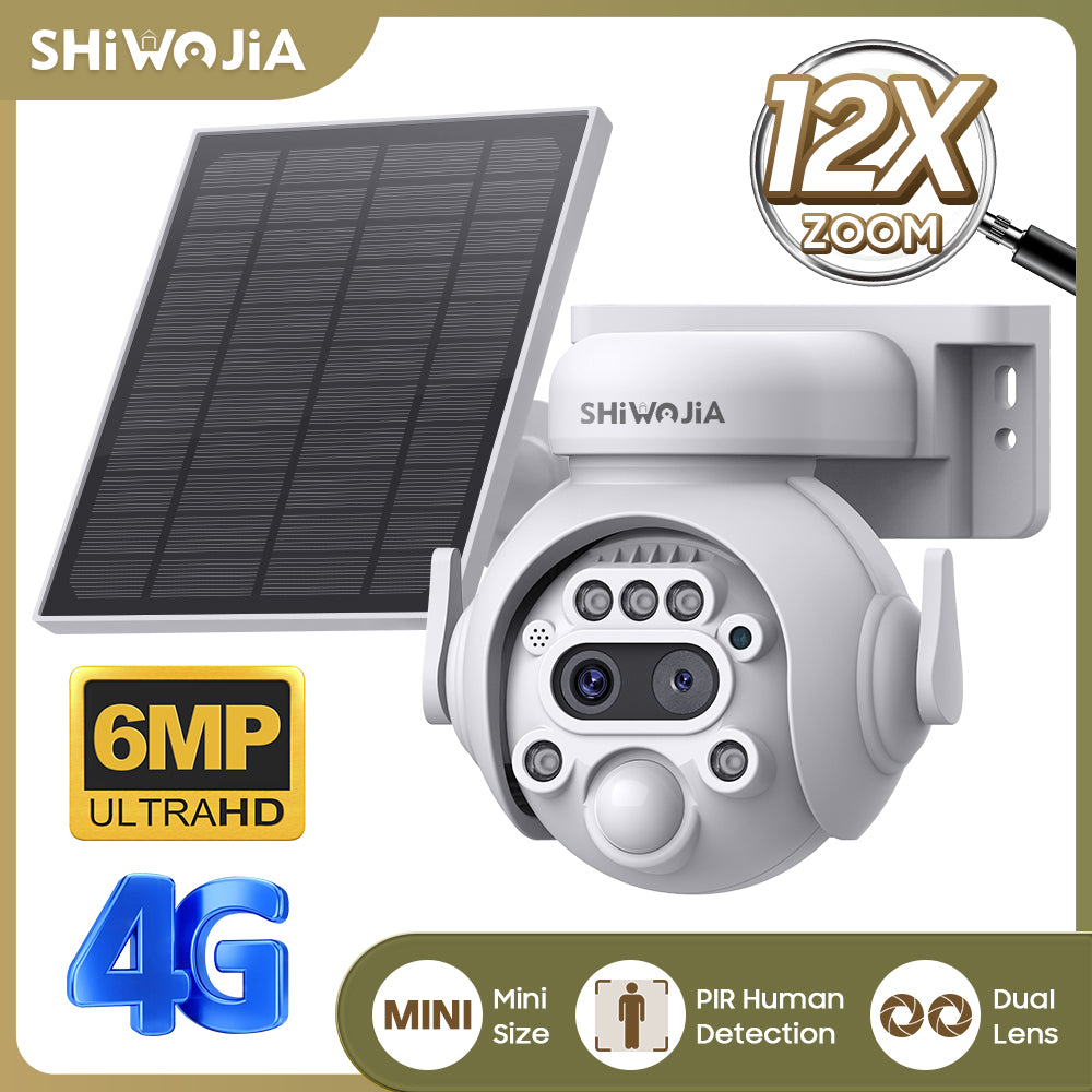 SHIWOJIA 515 6MP Solar Powered Security Camera Night Vision Motion Detection Outdoor Surveillance