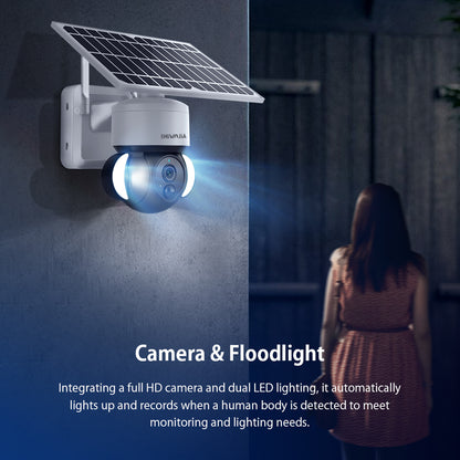 SHIWOJIA 3MP Solar Camera 4G SIM / WIFI Security Outdoor Recording Humanoid Tracking Floodlight Solar Battery PTZ Camera 