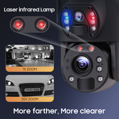 SHIWOJIA 6MP Big 20X Zoom Lens Dual View Solar Battery PTZ Camera Outdoor Wifi Surveillance Camera 