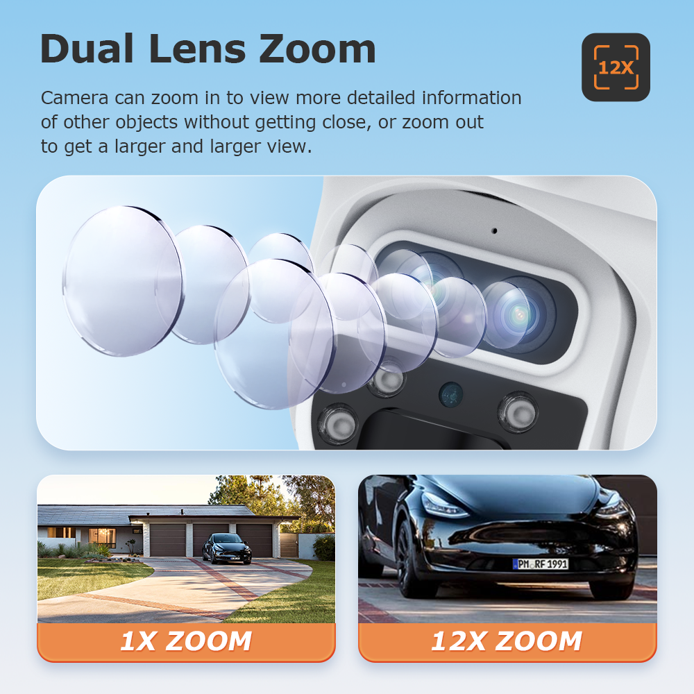 SHIWOJIA 537 6MP Solar Powered Security Camera 24/7 HD Night Vision Motion Detection Outdoor Surveillance