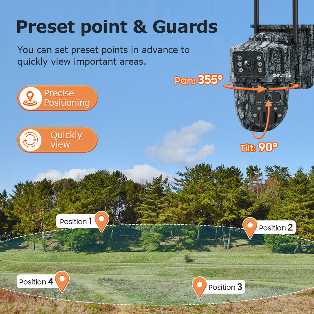 SHIWOJIA 537C 6MP Solar Powered Security Camera 24/7 HD Night Vision Motion Detection Outdoor Surveillance