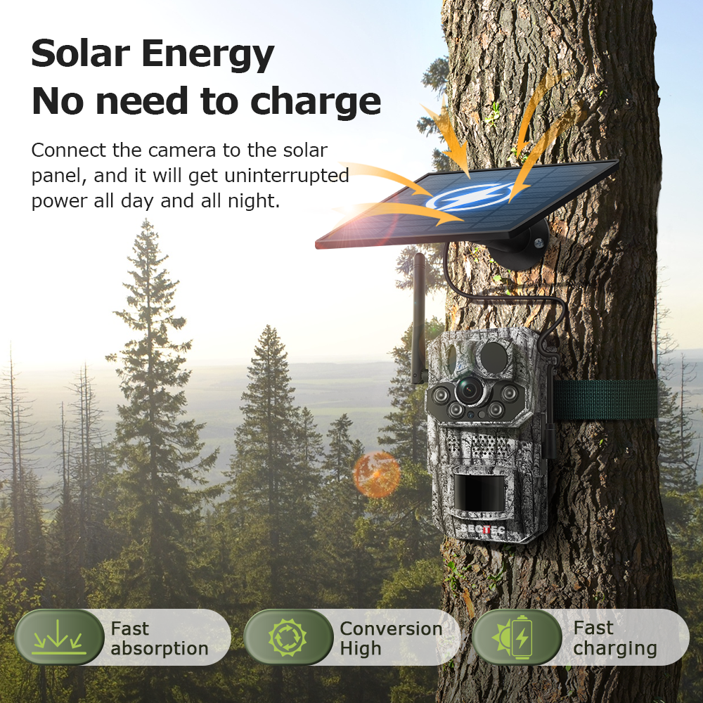 SHIWOJIA GPS Tracking 4G Solar Trail Camera 3MP Super HD PIR Motion Detection IP66 Waterproof Wide Range Detection Night Vision