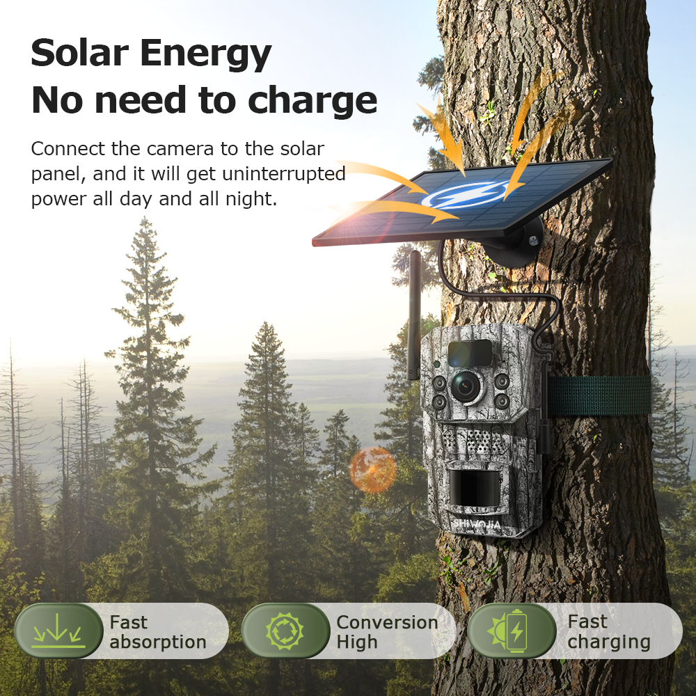 SHIWOJIA New 3MP 3K Camouflage Hunting 4G Tracking Wild Trail Outdoor IP Network Solar Battery Mini Hunting Cameras 
