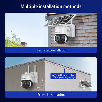 SHIWOJIA 3MP Solar Camera 4G SIM / WIFI Security Outdoor Recording Humanoid Tracking Floodlight Solar Battery PTZ Camera 