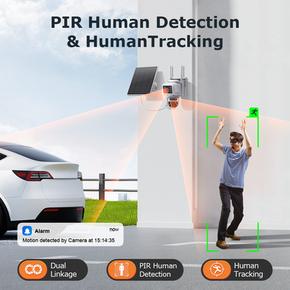 SHIWOJIA 537 6MP Solar Powered Security Camera 24/7 HD Night Vision Motion Detection Outdoor Surveillance