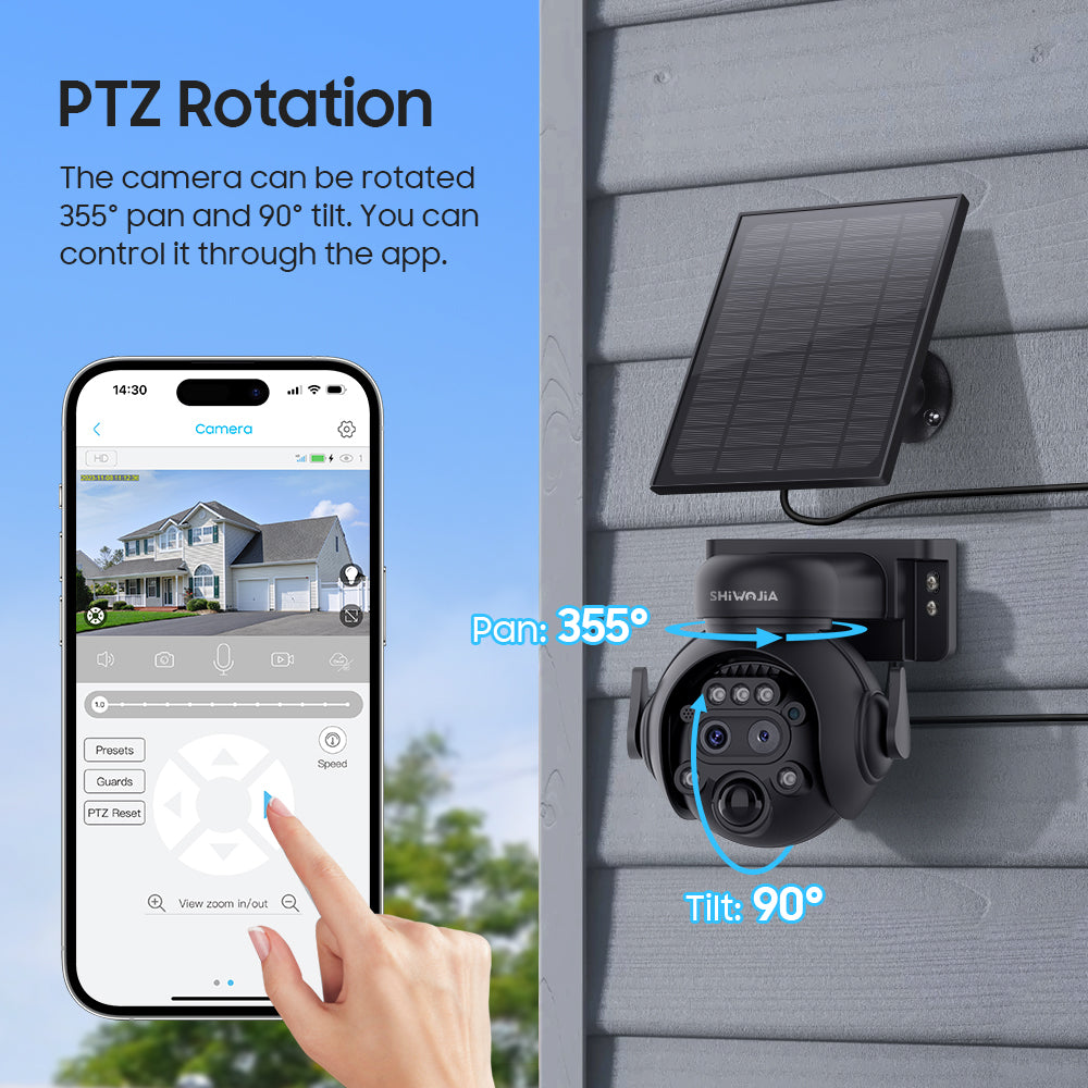 SHIWOJIA 515 6MP Solar Powered Security Camera 24/7 HD Night Vision Motion Detection Outdoor Surveillance