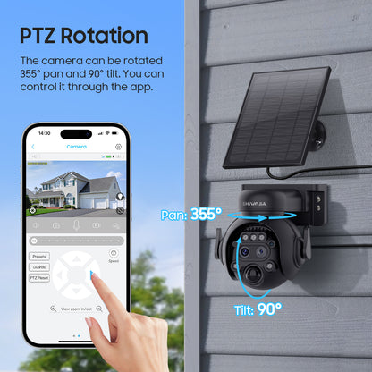 SHIWOJIA 515 6MP Solar Powered Security Camera 24/7 HD Night Vision Motion Detection Outdoor Surveillance