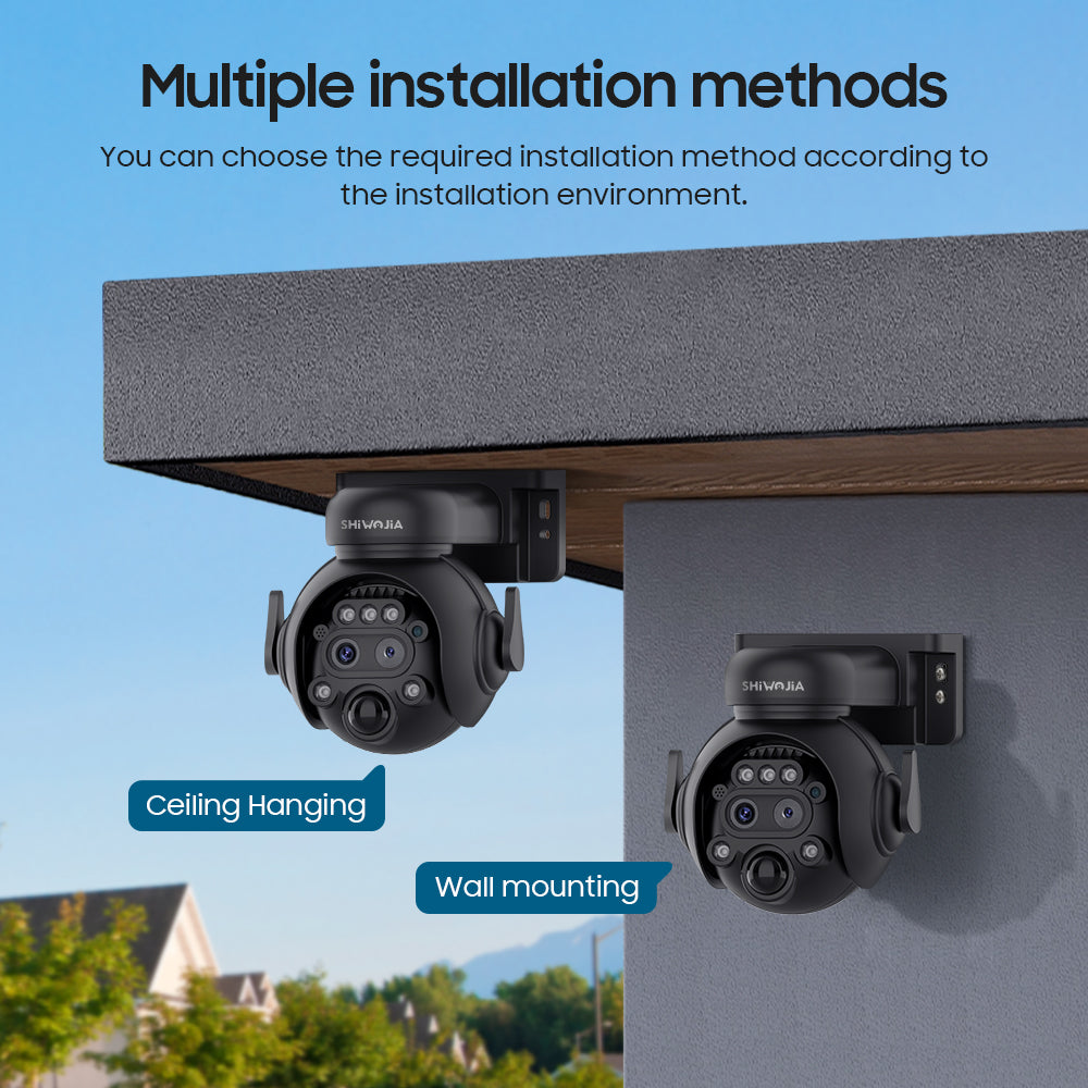 SHIWOJIA 515 6MP Solar Powered Security Camera Night Vision Motion Detection Outdoor Surveillance