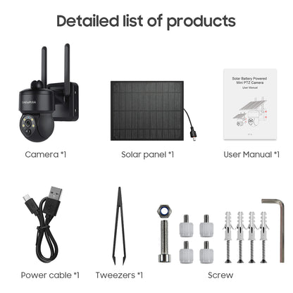 SHIWOJIA 4G SIM / WIFI Solar Security Cameras WIFI Wireless Outdoor 3MP View Animal Monitoring MiNi Solar Battery PTZ Camera Built-in Battery 