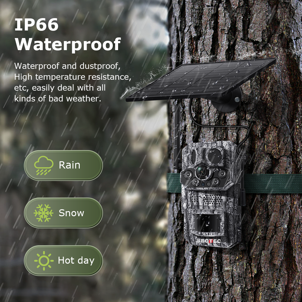 SHIWOJIA GPS Tracking 4G Solar Trail Camera 3MP Super HD PIR Motion Detection IP66 Waterproof Wide Range Detection Night Vision