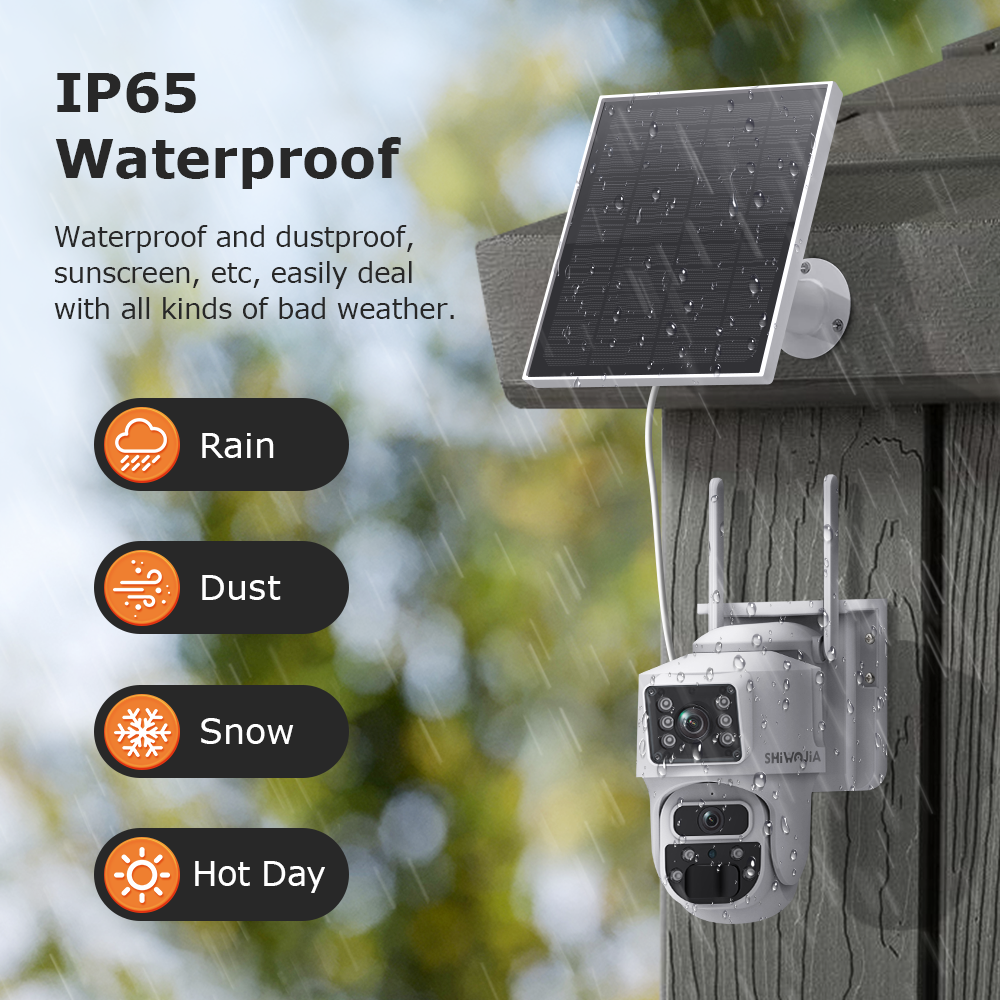 SHIWOJIA 6MP Solar Panel Wifi 12X CCTV PTZ Camera Outdoor Dual Screen 3K Security Battery Power Solar Powered Network Camera 
