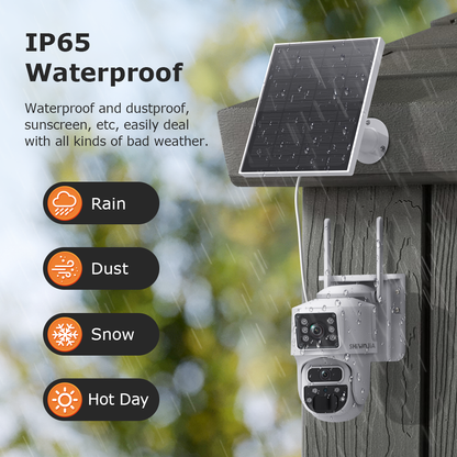 SHIWOJIA 6MP Solar Panel Wifi 12X CCTV PTZ Camera Outdoor Dual Screen 3K Security Battery Power Solar Powered Network Camera 