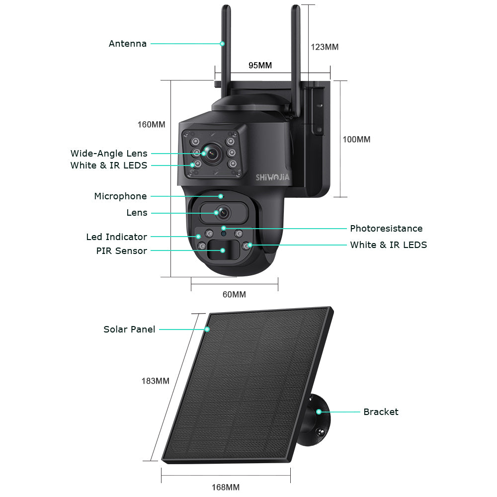 Shiwojia AOV 6MP PIR 4G Solar Powered Security Camera System Ultra HD Night Vision 24 7 Monitoring Waterproof Outdoor Surveillanc