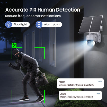 SHIWOJIA 3MP Solar Camera 4G SIM / WIFI Security Outdoor Recording Humanoid Tracking 20W 24/7 hours Solar Battery Floodlight PTZ Camera