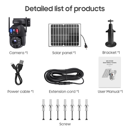 SHIWOJIA 6MP Big 20X Zoom Lens Dual View Solar Battery PTZ Camera Outdoor Wifi Surveillance Camera 