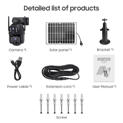 SHIWOJIA 6MP Dual PIR Dual Lens IP67 Metal Solar Battery PTZ 4G Solar Camera Outdoor Surveillance Camera Night Vision 