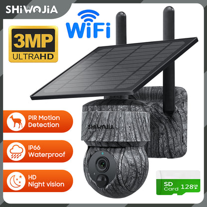 SHIWOJIA 517C Solar Cellular Trail Camera,4G SIM /WIFI Hunting Camera,360° PTZ,Live 3PM Video,IR Infrared,Game Cameras with Motion Activated Waterproof.Built-in Battery