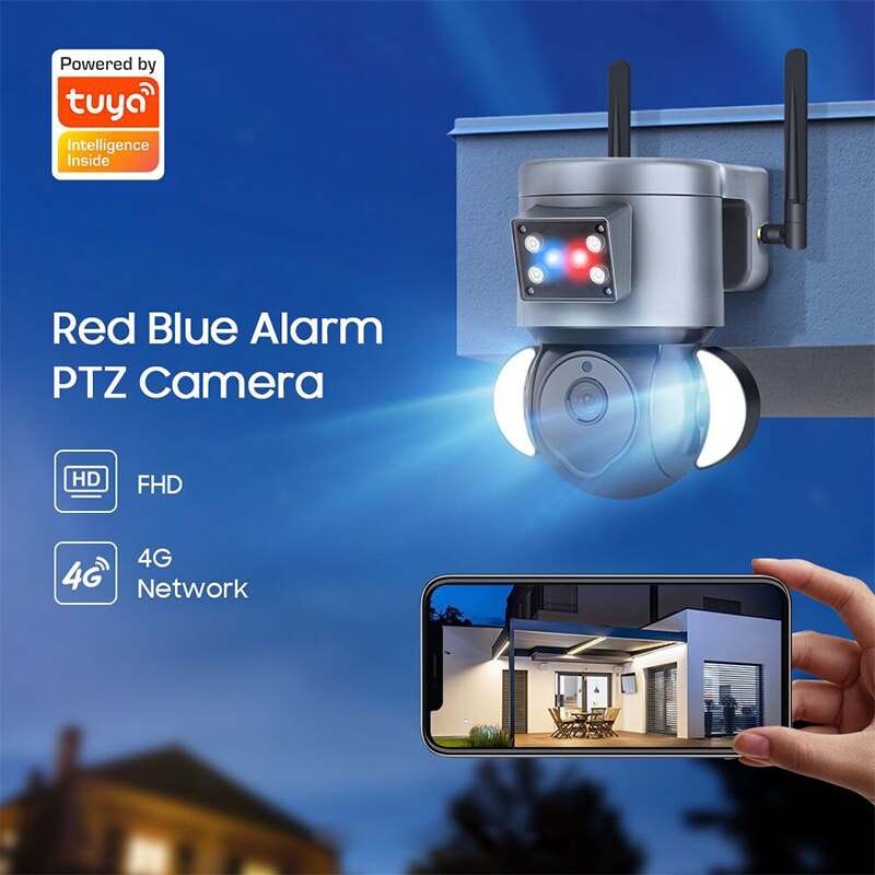 5MP 4G SIM Security Camera Tuya WIFI Surveillance Camera with Anti-theft Siren Alarm CCTV Cameras Alexa Google Motion
