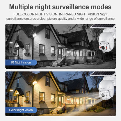 Solar Panel Camera Wifi Version PTZ 4X 3MP Outdoor Security Wireless Monitor Waterproof CCTV Smart Home Surveillance 